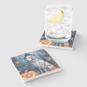 Halloween Dalmation met pompoenen eng Stenen Onderzetter (Zijkant)