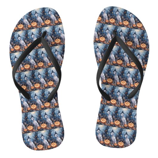 Halloween Dalmation met pompoenen eng Teenslippers (Voetbed)