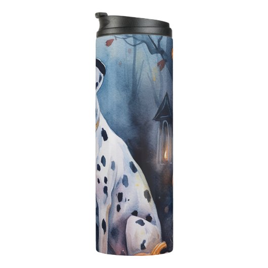 Halloween Dalmation met pompoenen eng Thermosbeker (Geroteerd rechts)