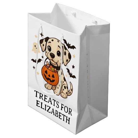 Halloween Dalmatische Trick or treat Medium Cadeauzakje (Voorkant Gekanteld)