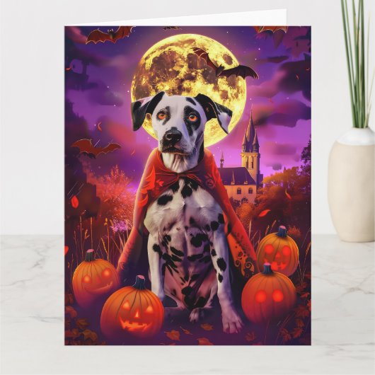 Halloween Dalmatische Vampier Pompoenen Enge Kaart (Voorkant)