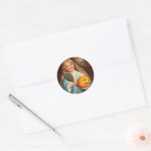 Halloween  dame met spiegel) ronde sticker (Envelop)