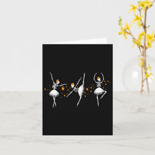 Halloween Dancing Skeleton Ballerina Ballet Vrouwe Kaart (Gele Bloem)