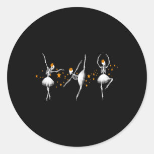 Halloween Dancing Skeleton Ballerina Ballet Vrouwe Ronde Sticker