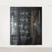 Halloween Dancing Skeletons Achtergrond Wandkleed (Voorkant)