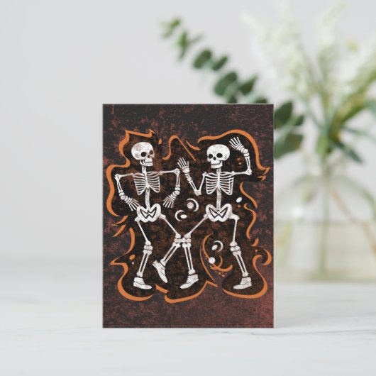 Halloween Dancing Skeletons Briefkaart (Staand voorkant)
