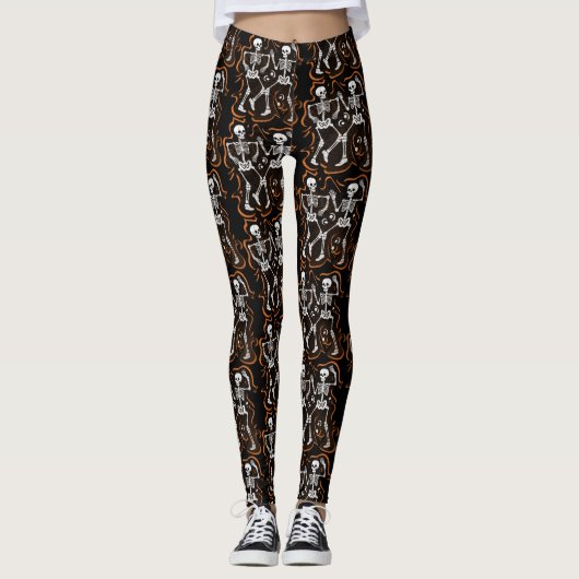Halloween Dancing Skeletons Leggings (Devant)