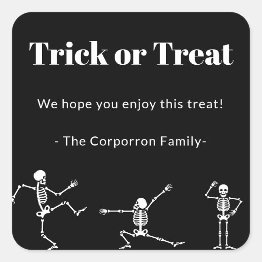 Halloween Dancing Skeletons Vierkante Sticker (Voorkant)