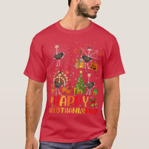 Halloween Dankdag Kerstmis Struisvogel Vogel Hal T-shirt