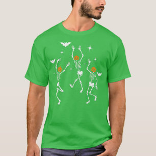 Halloween dansende pompoenkop skelet meisjes jonge t-shirt