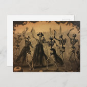 Halloween dansskeletten briefkaart (Voorkant / Achterkant)