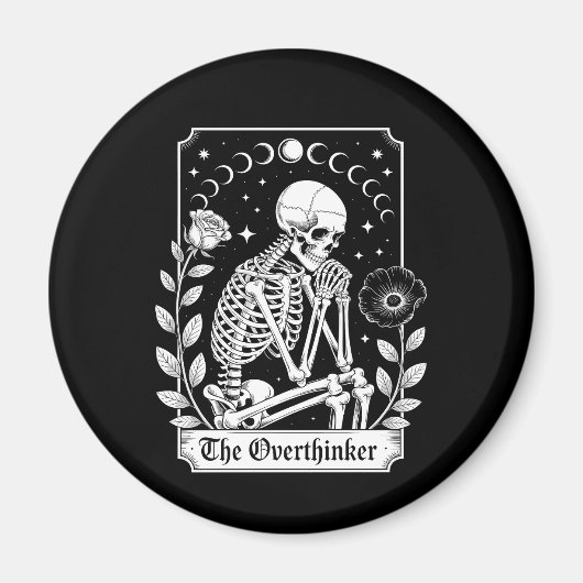 Halloween Dark Gothic Skeleton Overthinker Magneet (Voorkant)