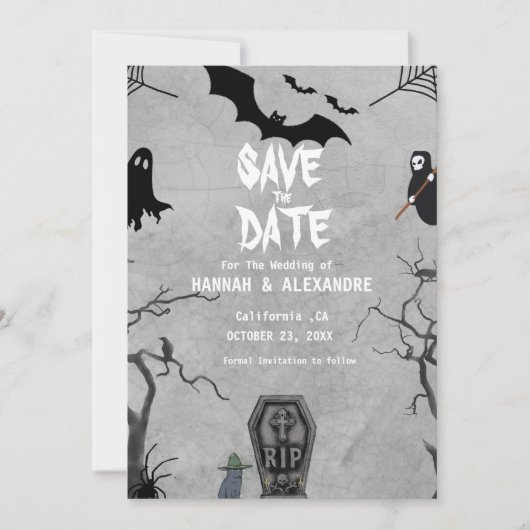 Halloween Dark Moody Gothic Bruiloft Save The Date (Voorkant)