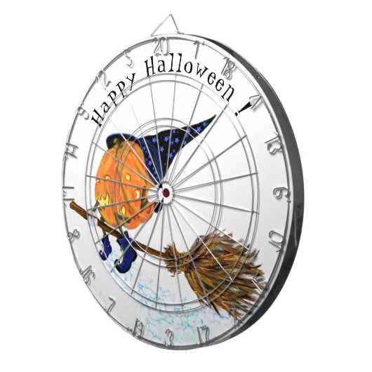 Halloween Dart Board Witch Pumpkin Flying Broom Dartbord (Voorkant Rechts)