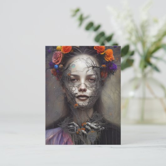 Halloween Day of the Dead Goddess Briefkaart (Staand voorkant)