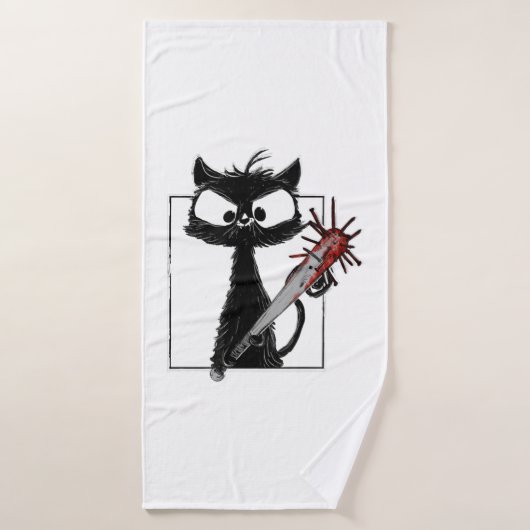 Halloween de baseball de chat noir (Serviette de bain)
