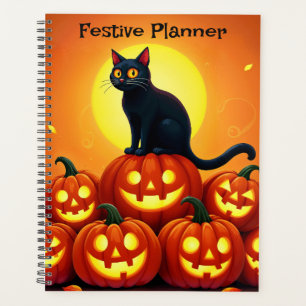Halloween de vacances avec chat et pleine lune