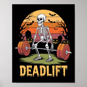 Halloween Deadlift Skelet Gym Workout Gewicht Hef Poster