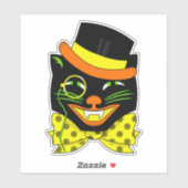  Halloween Decoratie Black Cat Tophat Sticker (Vel)