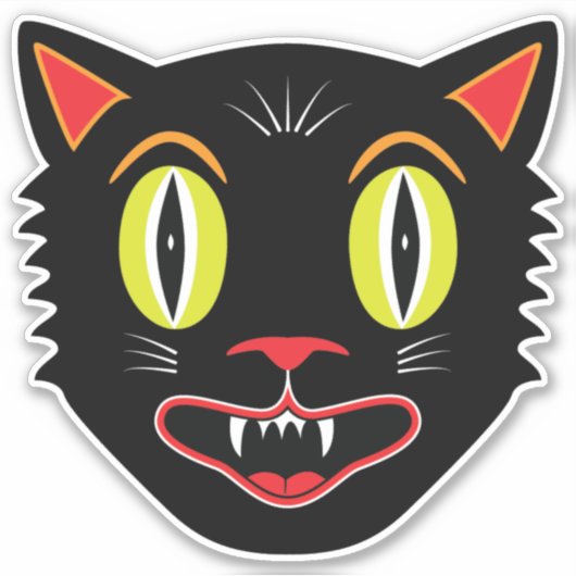  Halloween Decoratie Zwart Cat V Sticker (Voorkant)
