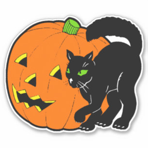  Halloween Decoratie Zwart Kat en Pompoen Sticker