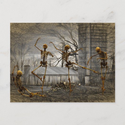 Halloween-decoupage-danskeletten Briefkaart (Voorkant)