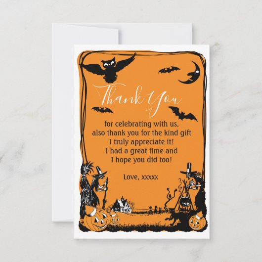 Halloween, des bonbons ou un sort, automne, carte (Devant)