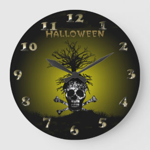 Halloween Design met Skull en Spooky Tree Grote Klok