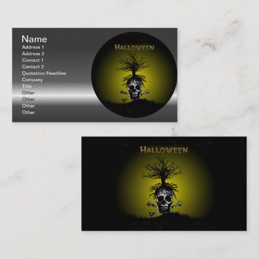 Halloween Design met Skull en Spooky Tree Visitekaartje (Voorkant / Achterkant)