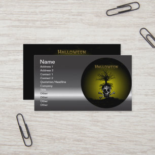 Halloween Design met Skull en Spooky Tree Visitekaartje