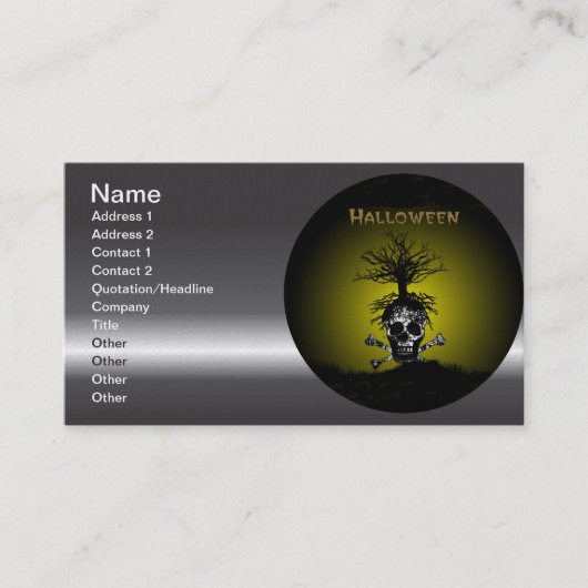 Halloween Design met Skull en Spooky Tree Visitekaartje (Voorkant)