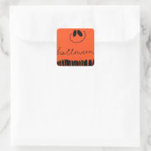 Halloween design op sinaasappel vierkante sticker (Tas)