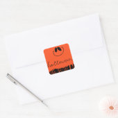 Halloween design op sinaasappel vierkante sticker (Envelop)
