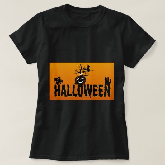 Halloween Design Vrouwen Draag T-shirt (zwart) (Design voorkant)