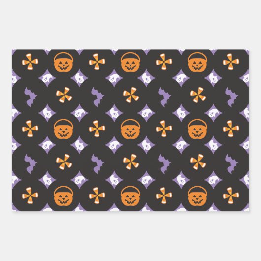Halloween Designer Fun, Skulls & Pumpkins Inpakpapier Vel (Voorkant 2)
