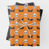 Halloween Designer Fun, Skulls & Pumpkins Inpakpapier Vel (In situ)