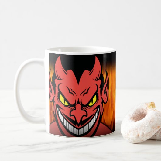 Halloween Devil Personalized Coffee Mok, Cup Koffiemok (Met donut)