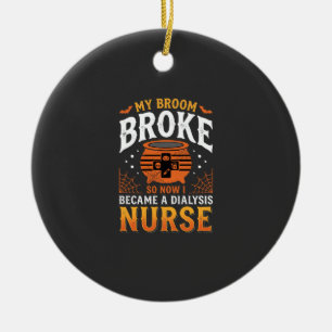 Halloween Dialyse Verpleegster Bezem Gebroken Ontw Keramisch Ornament