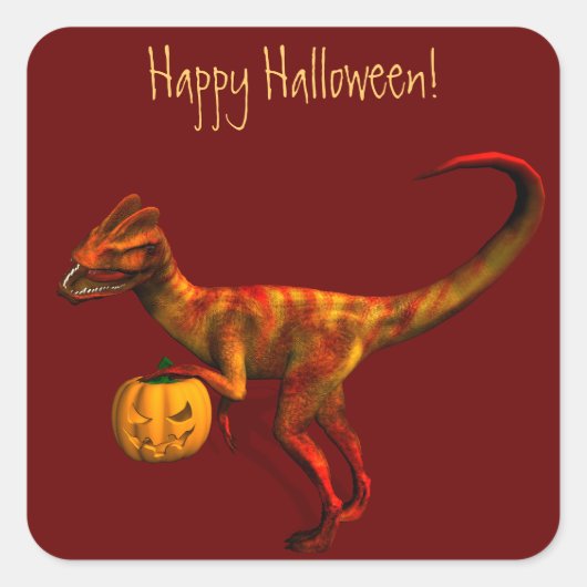 Halloween Dilophosaurus Vierkante Sticker (Voorkant)