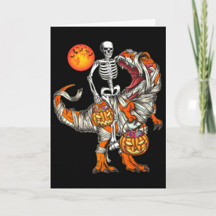 Halloween Dinosaur Skelet T Rex Griezelen Pompoen Kaart