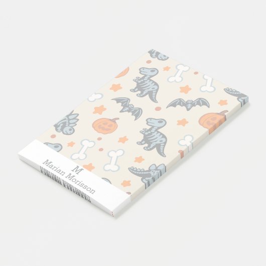 Halloween Dinosaur Skeletons Vleermuizen Pompoen P Post-it® Notes (Schuin)
