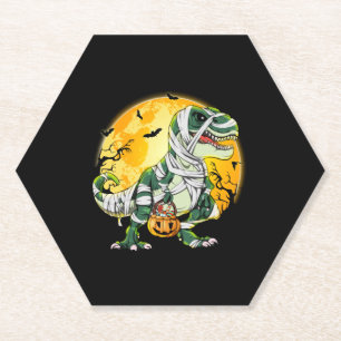 Halloween Dinosaur T rex Mummy Pumpkin Kartonnen Onderzetters
