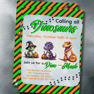 Halloween dinosaurus dino-mash feest kaart