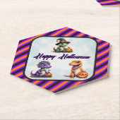 Halloween dinosaurus dino-mash feest kartonnen onderzetters (Schuin)