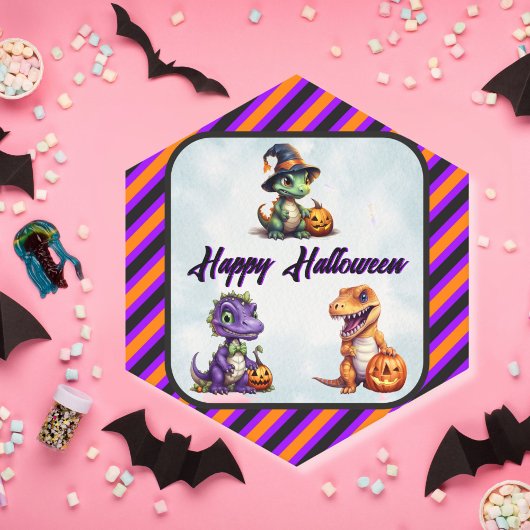 Halloween dinosaurus dino-mash feest kartonnen onderzetters