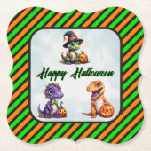 Halloween dinosaurus dino-mash feest kartonnen onderzetters (Voorkant)