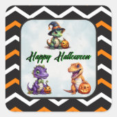 Halloween dinosaurus dino-mash feest vierkante sticker (Voorkant)