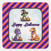 Halloween dinosaurus dino-mash feest vierkante sticker (Voorkant)