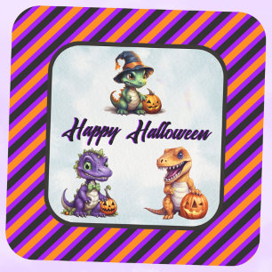 Halloween dinosaurus dino-mash feest vierkante sticker