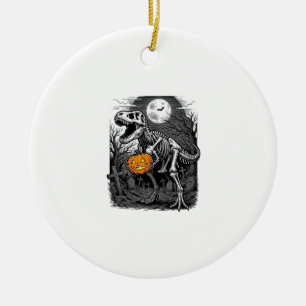 Halloween Dinosaurus Skelet Pompoen Vintage T-shir Keramisch Ornament